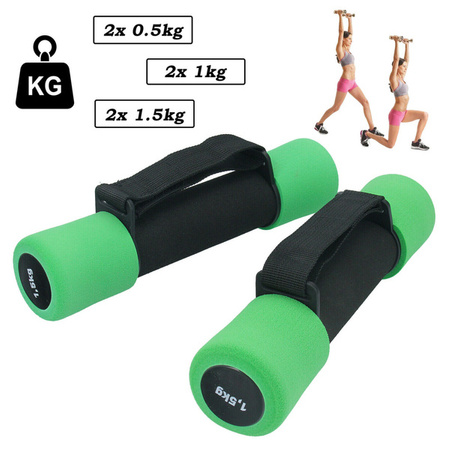HANTLE PIANKOWE Z UCHWYTEM 2 x 1.5 KG FITNESS